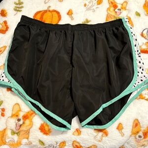 Women's Black and Mint Athletic Shorts